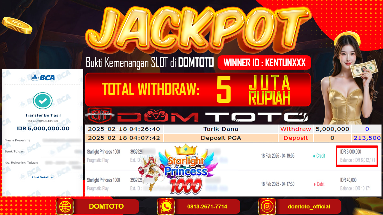 JACKPOT SLOT STARLIGHT PRINCESS 1000 18 FEBRUARI 2025